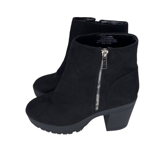 French Connection Jasmine Black Lug Sole Side Zip Ankle Booties Size 10 - Picture 4 of 10